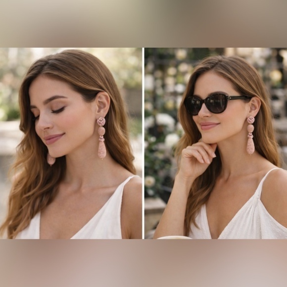 🌸Lulus Blush Pink Statement Beaded Drop Earrings🌸